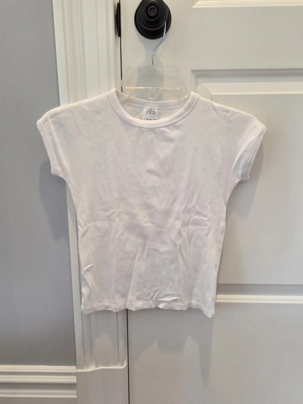 ZARA Kids White Short Sleeve Ribbed Crew Tee
